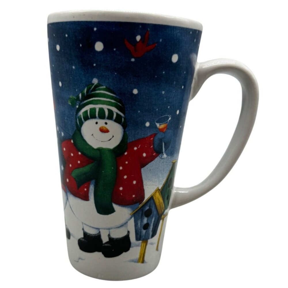 Snowman Winter-Themed Ceramic Coffee Mug  Festive Design White & Multicolor READ